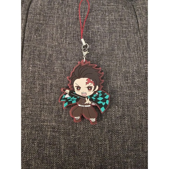 🔥🌟3/$15 
Tanjiro Rubber Strap Charm Kimetsu no Yaiba Demon Slayer Keychain - Picture 1 of 2